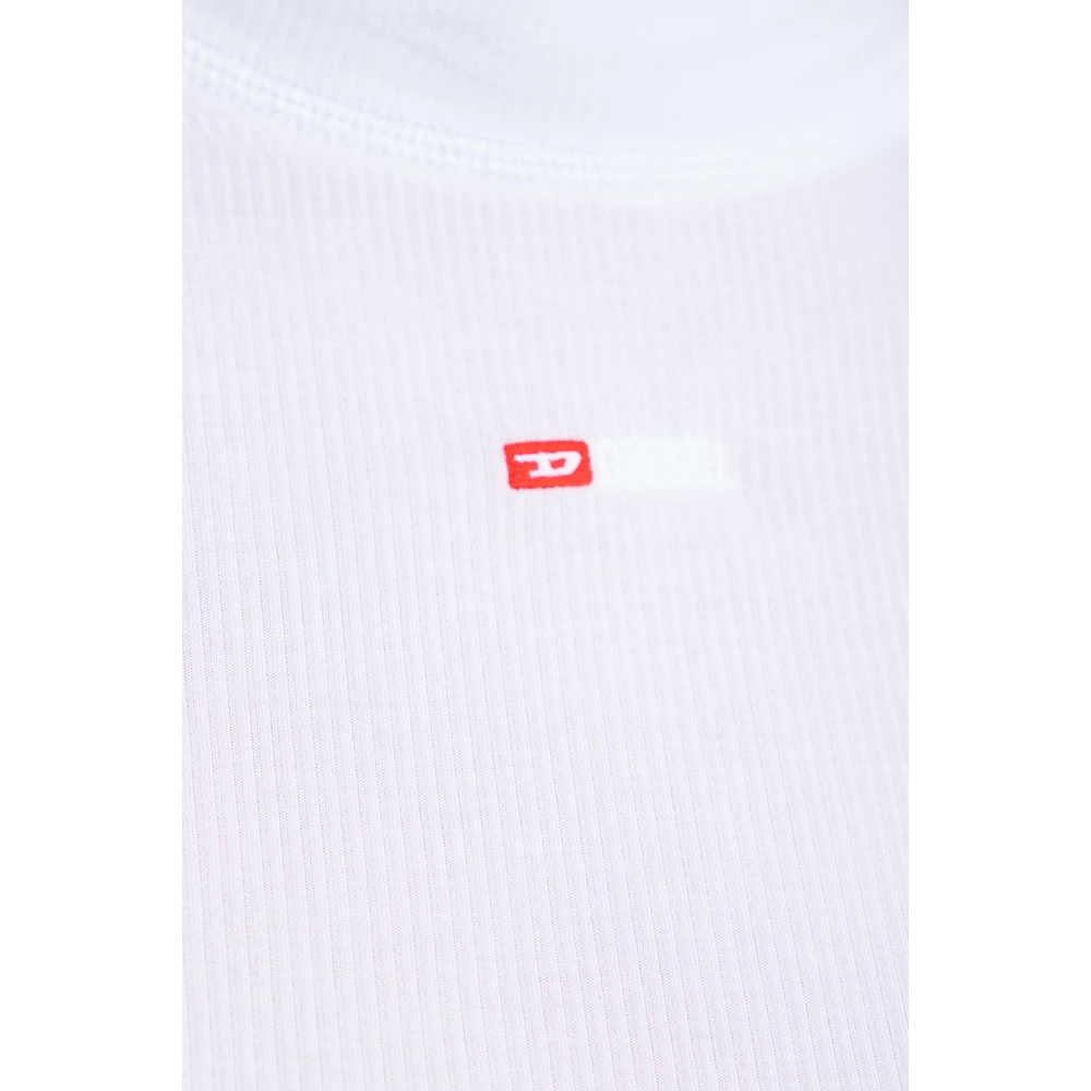 Diesel Geribbelde top T-Mokky-Microdiv White Dames