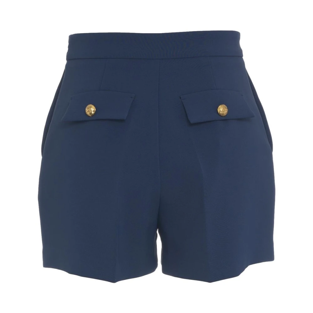 Elisabetta Franchi Blauwe Bermuda Shorts met Gouden Accenten Blue Dames