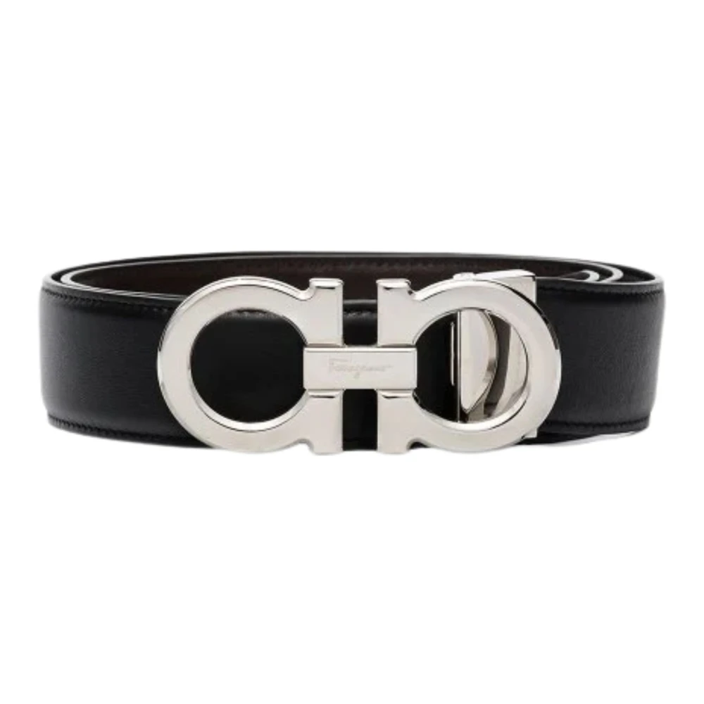Ferragamo Men's Black Belts, 100 Cm, Reversible And Adjustable Gancini Belt