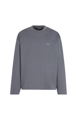 Grå Bomull Jersey Sweatshirt med Huva