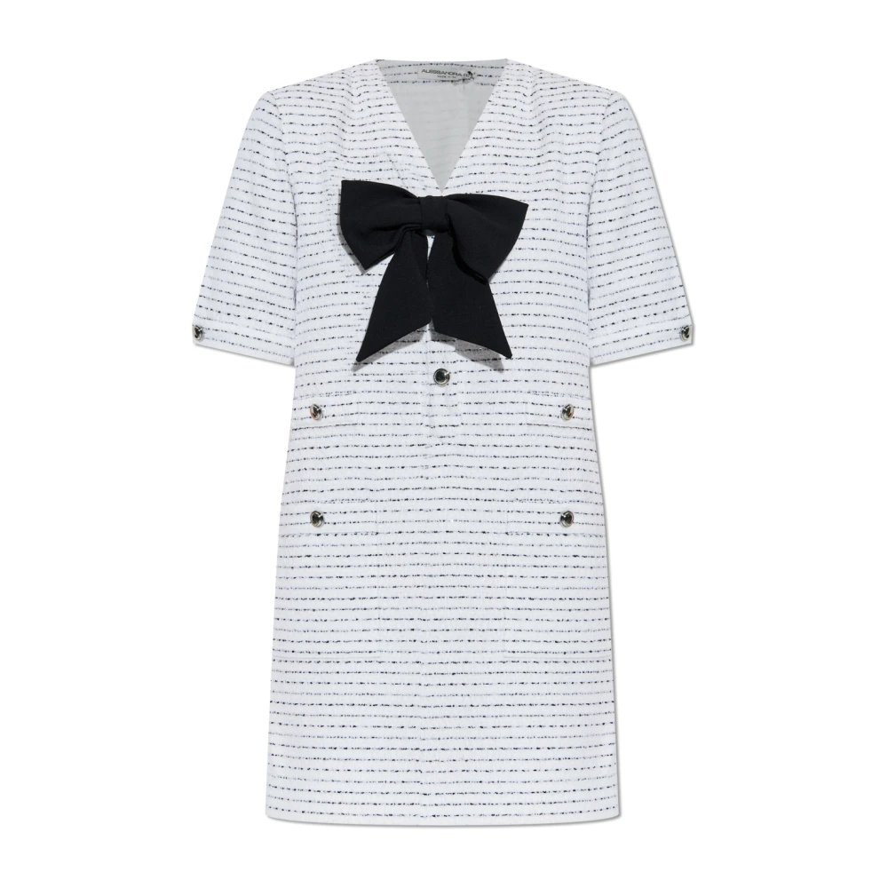 Alessandra Rich Women's White Tweed Dress With A Bow - Short Dresses - Xs - Dresses