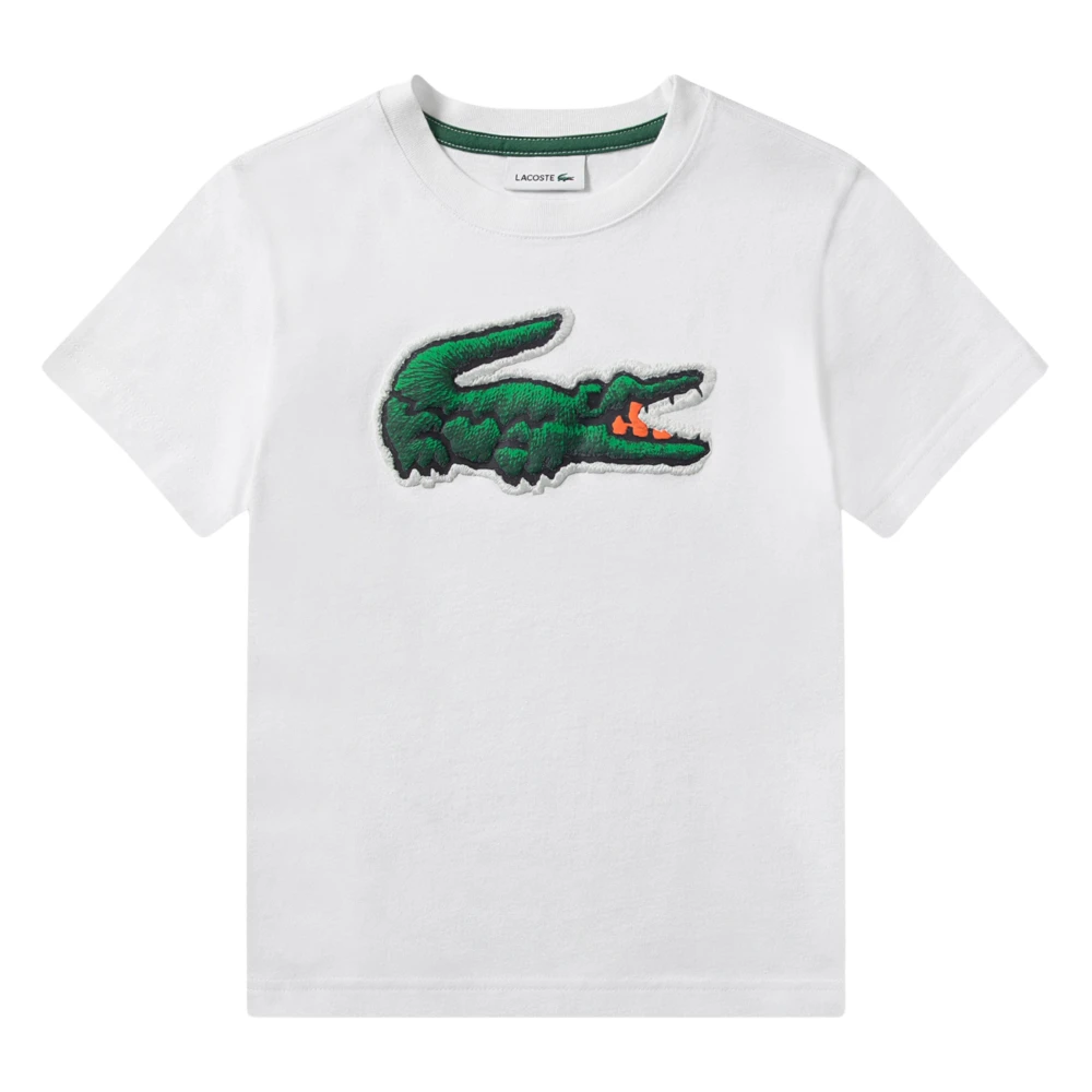 Lacoste Boys White Kids Short Sleeve T-Shirts, 14 Y, Logo T-Shirt
