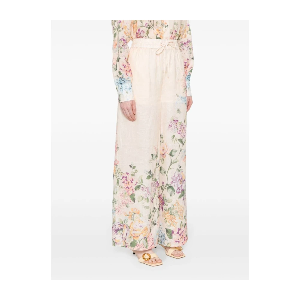 Zimmermann Beige Wijde Linnen Broek Multicolor Dames