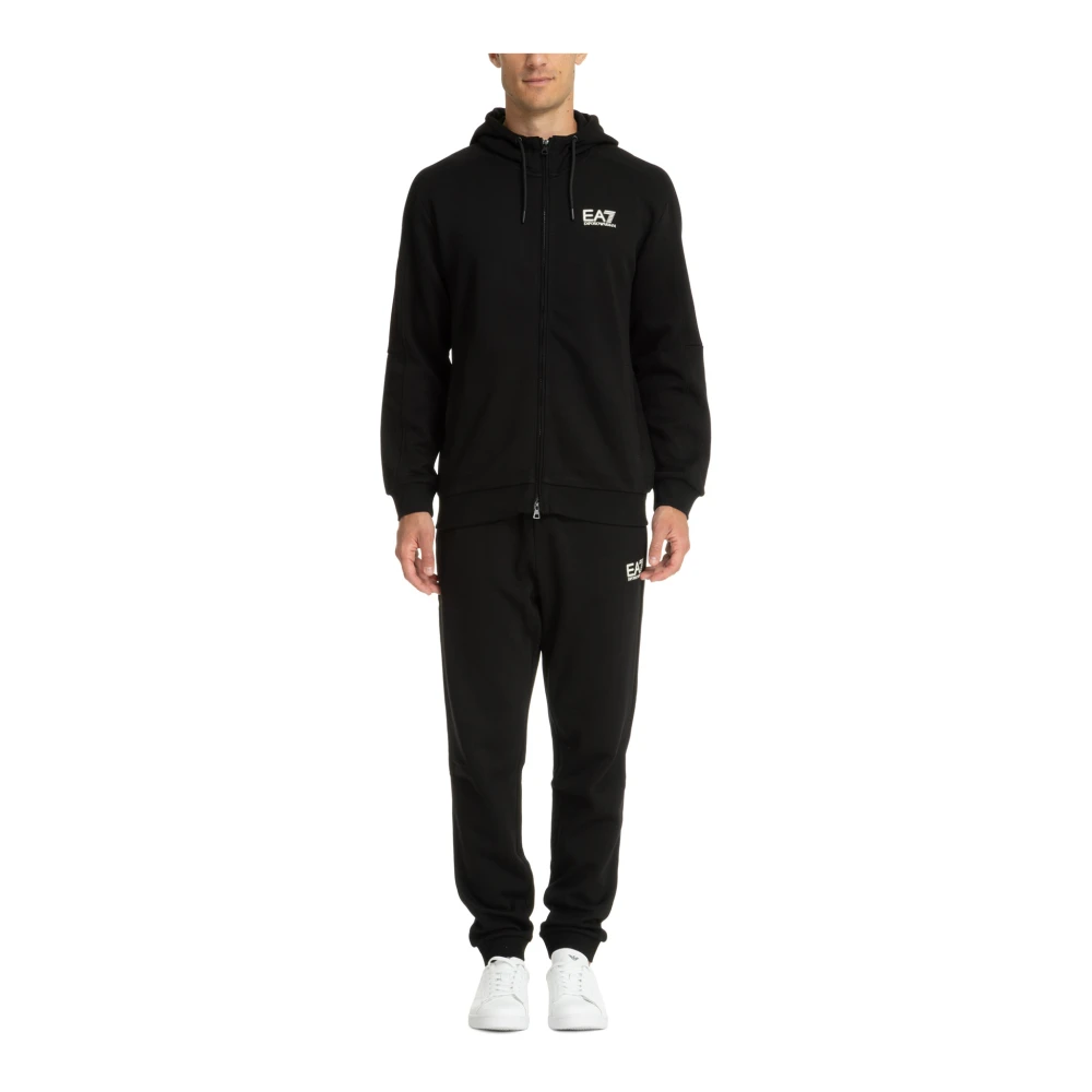 Emporio Armani EA7 Effen Tracksuit met Capuchon en Zakken Black Heren