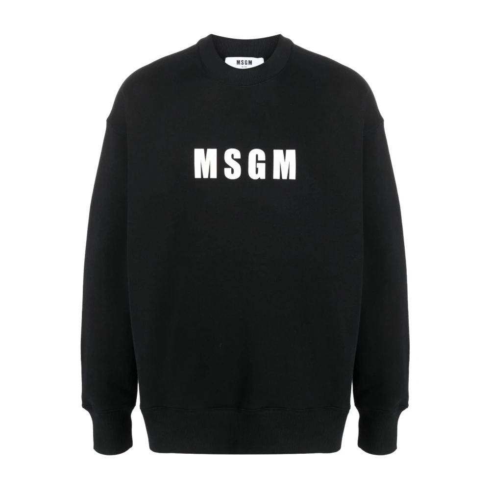 Msgm Zwart Sweatshirt met Logo Print Black Heren