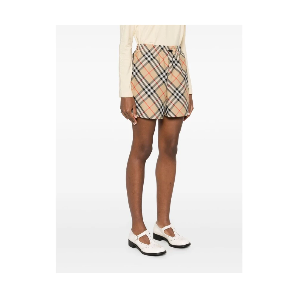 Burberry Beige Trekkoord Elastische Taille Shorts Beige Dames