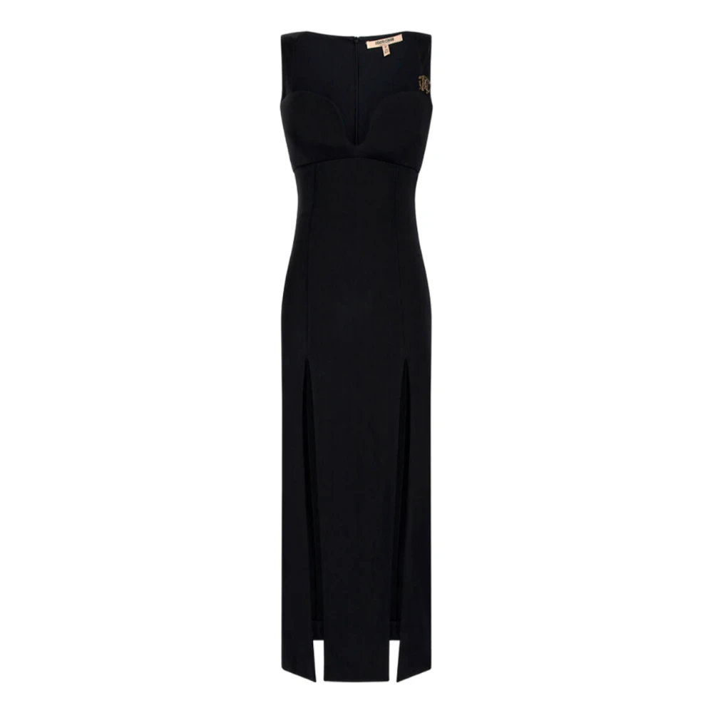 Roberto Cavalli Women's Black Sophisticated Midi Dress With Brooch
