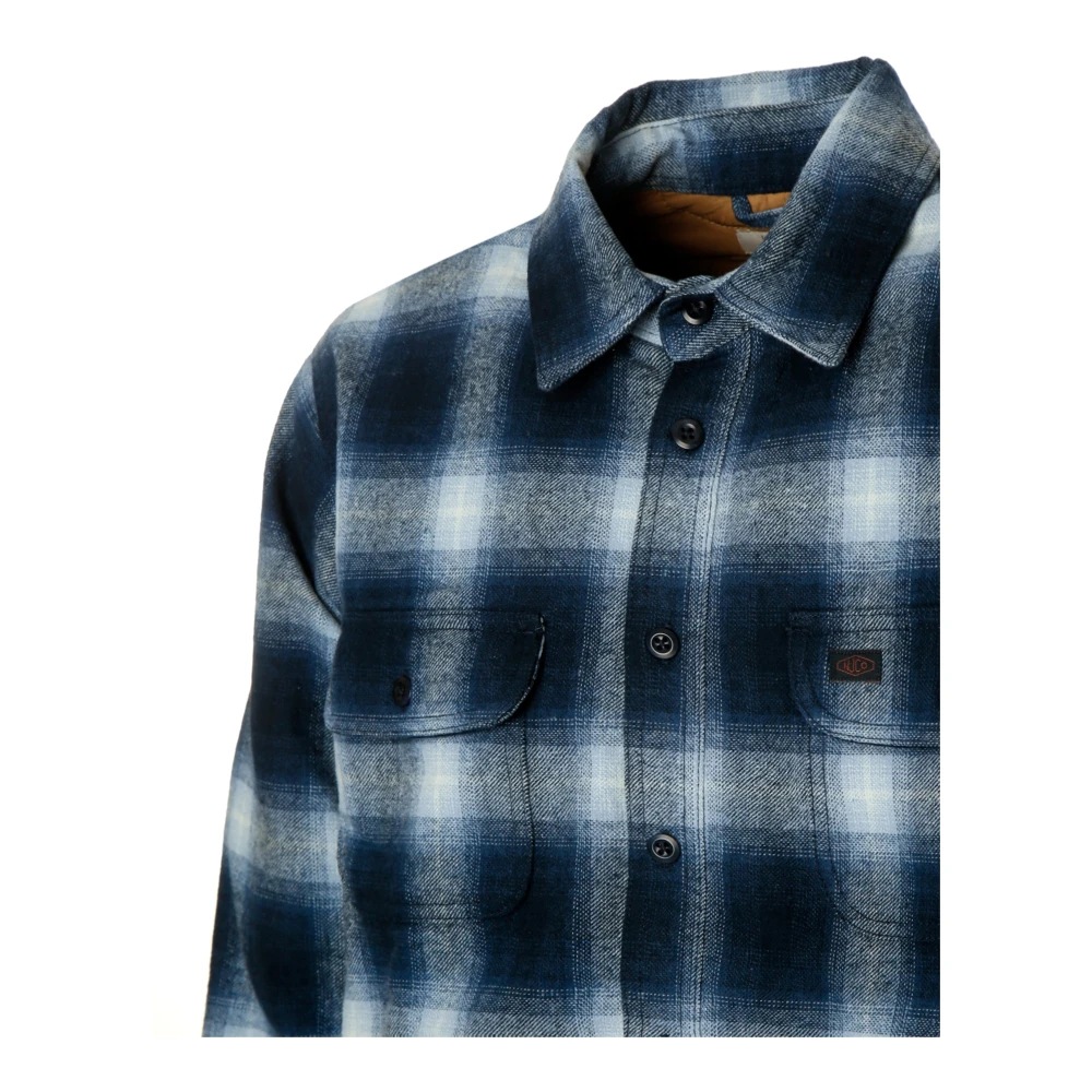 Nudie Jeans Gewatteerd Shadow Check Overshirt Blue Heren