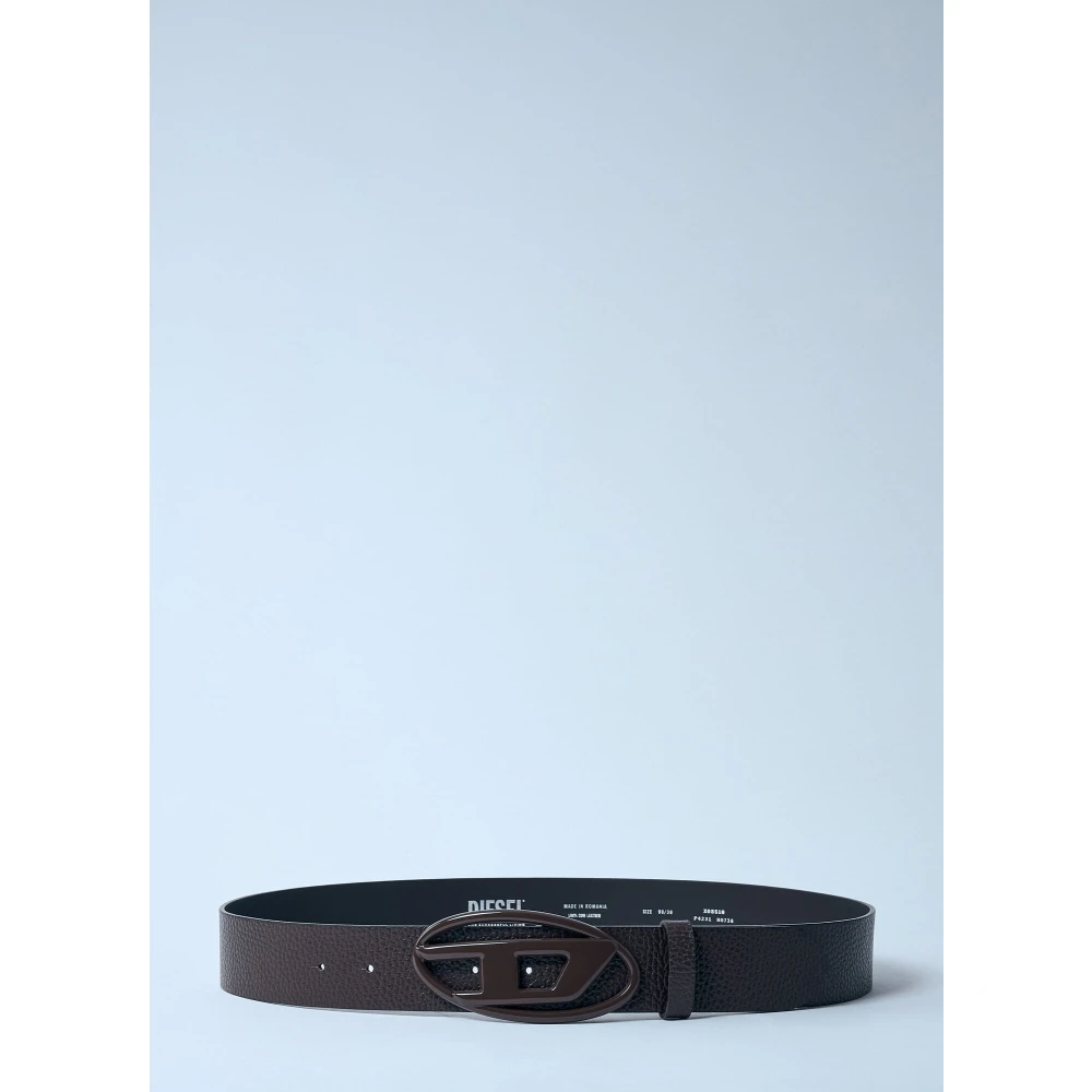 Diesel Leren riem met mat D-gesp Brown Heren