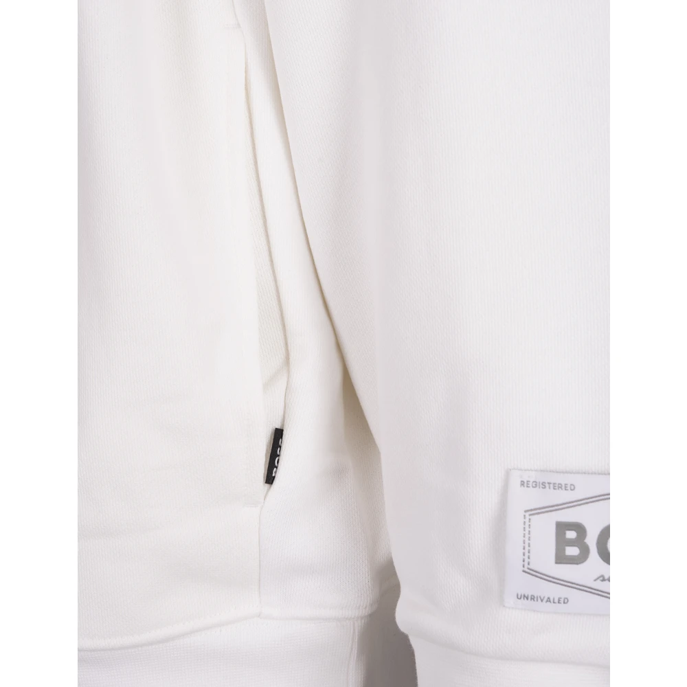 Hugo Boss Witte High-neck Zip Sweatshirt White Heren