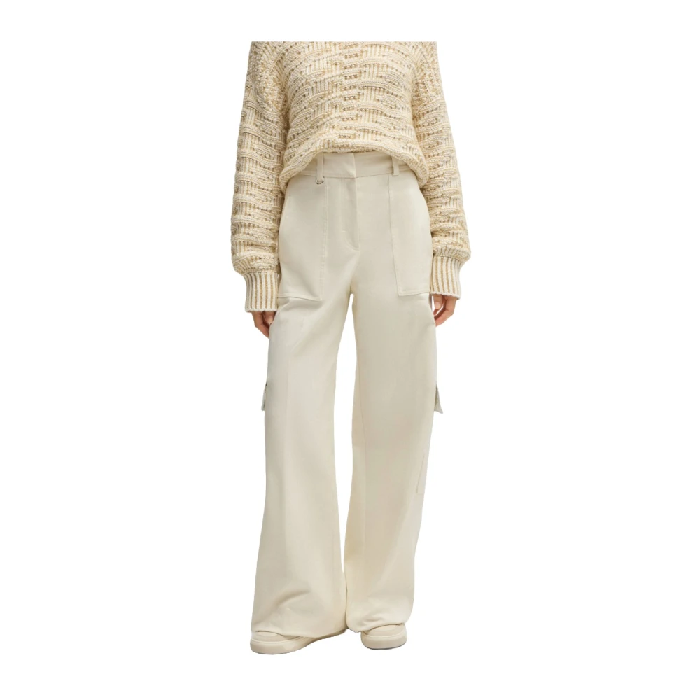 Hugo Boss Cargo Twill Katoenen Broek White Dames