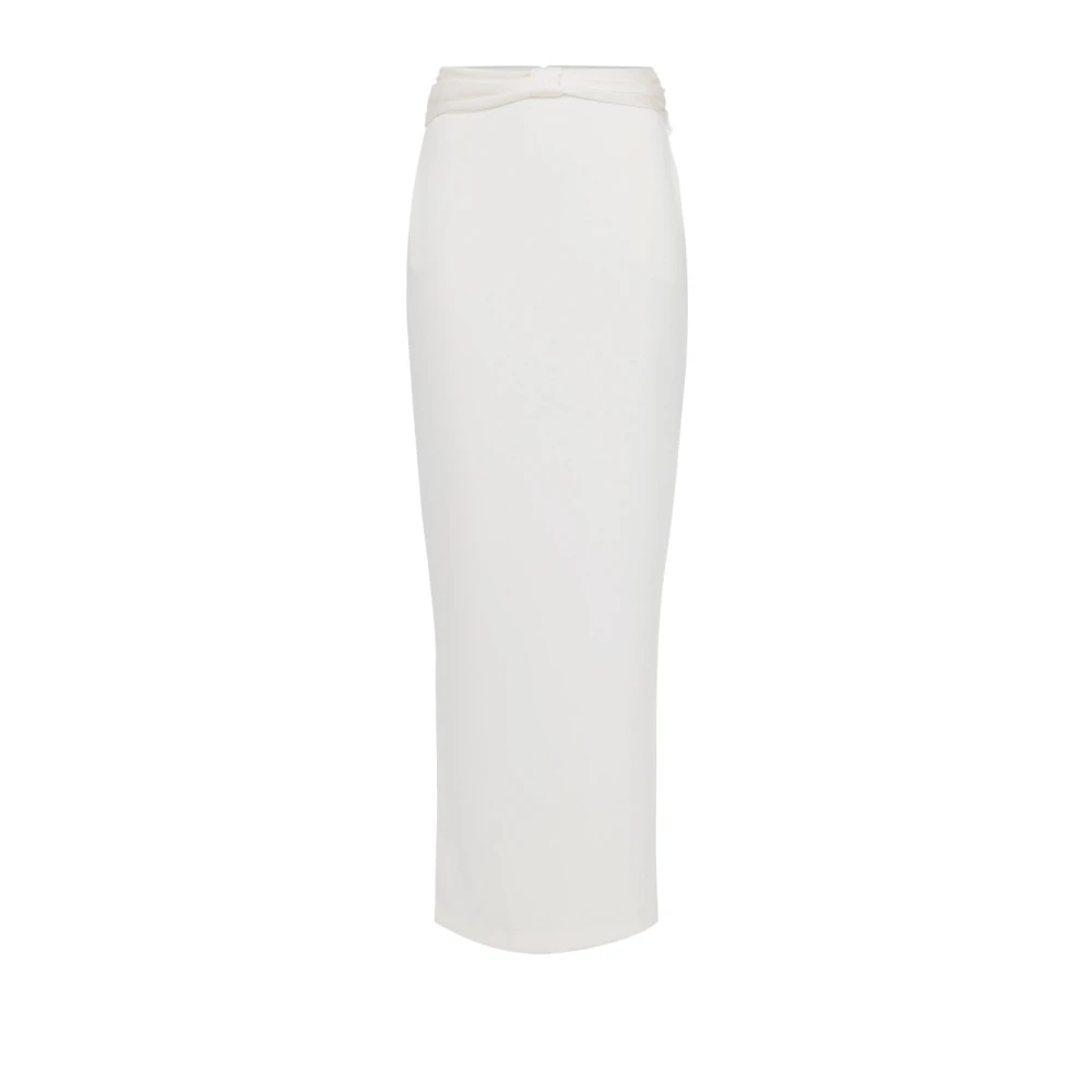 Elisabetta Franchi Lichtgewicht Crêpe Rok met Strikriem White Dames