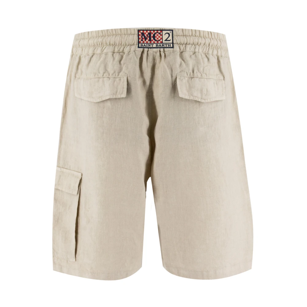 MC2 Saint Barth Linnen Trekkoord Bermuda Shorts Beige Heren
