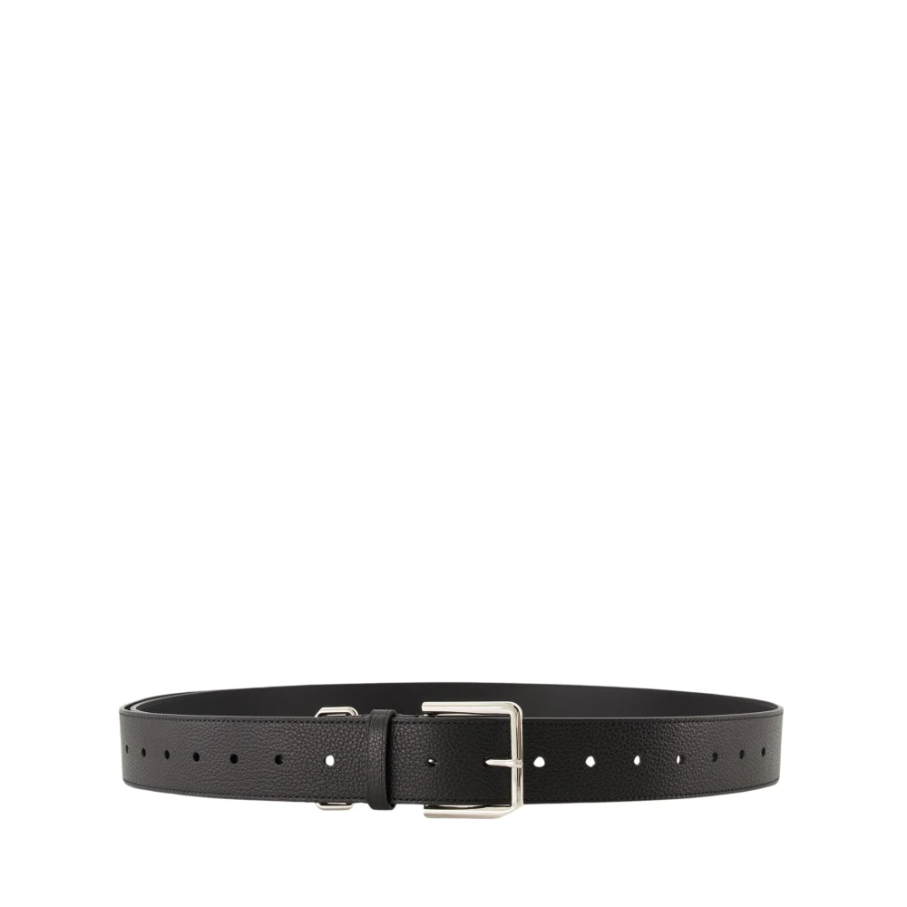 Givenchy Men's Black Belts, 95 Cm, Leather Belt With Silver Details