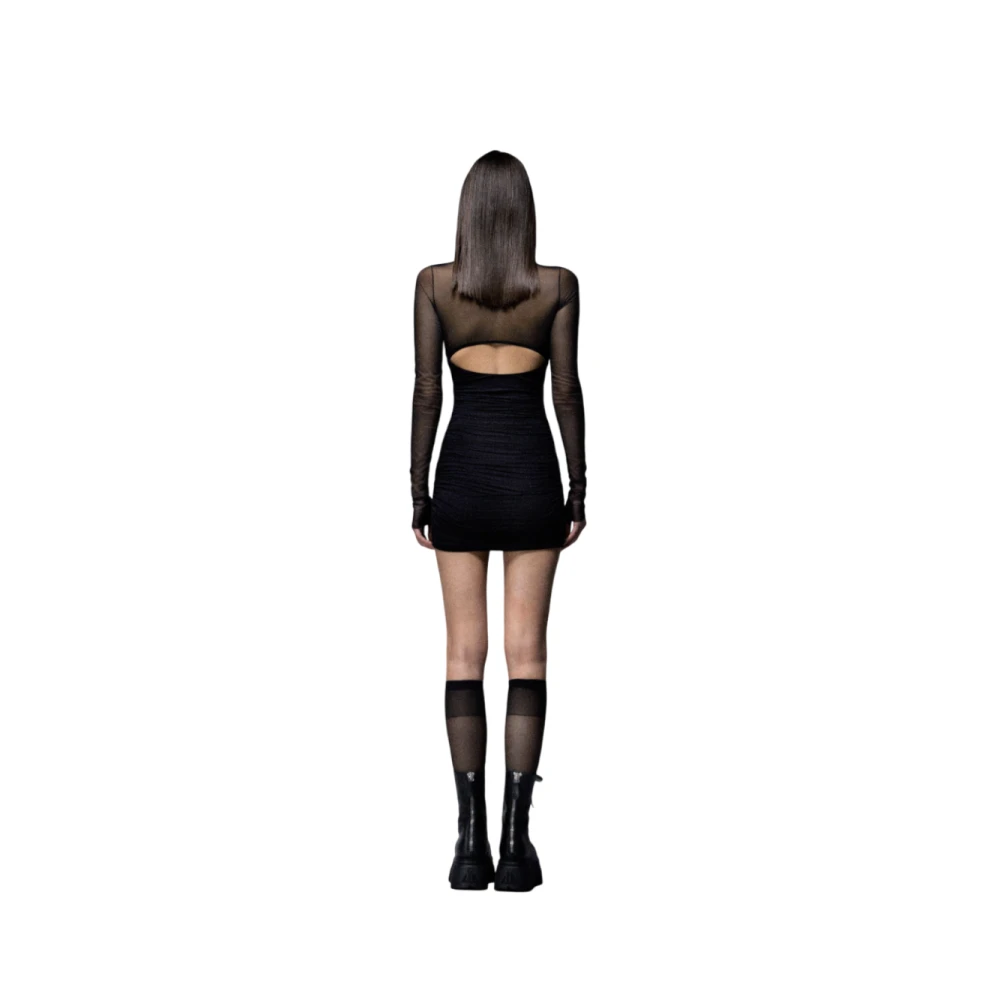 Aniye By Zwarte Mini Buisjurk met Transparante Lange Mouwen Black Dames