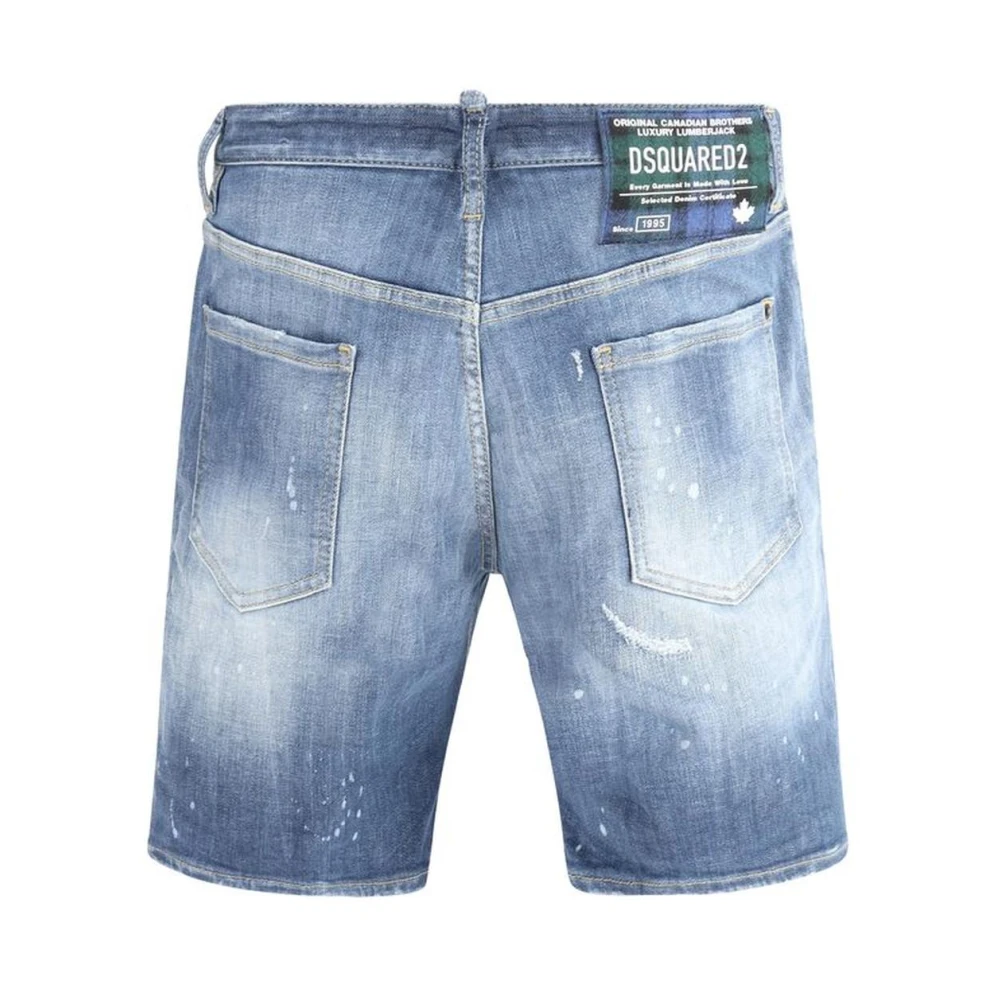 Dsquared2 Versleten denim shorts met scheurdetails Blue Heren
