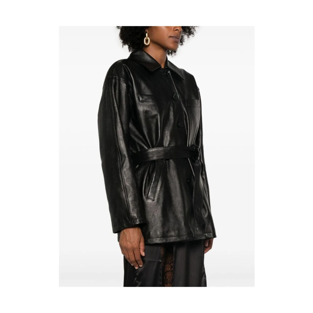 Dolce & Gabbana Zwarte lamsvachtjas met spreidkraag Black Dames