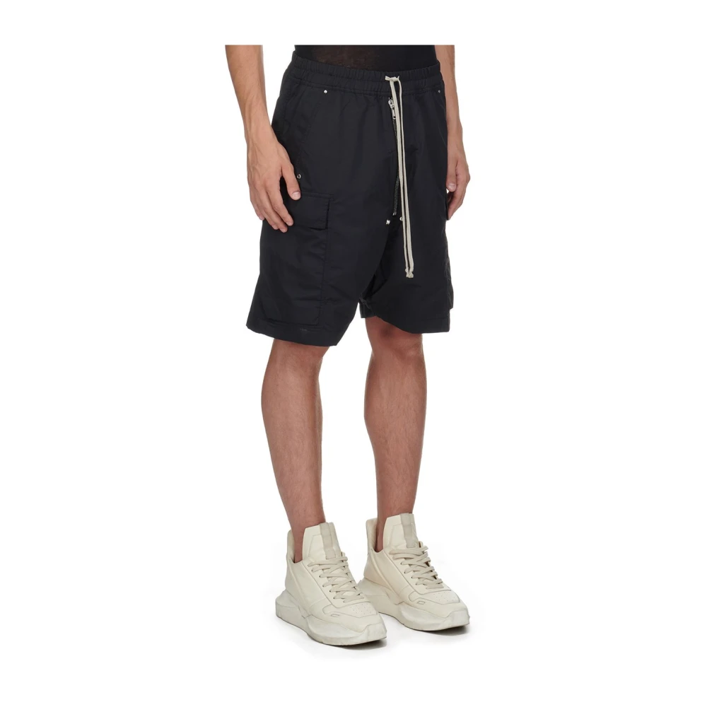Rick Owens Zwarte knielange casual shorts met cargozakken Black Heren