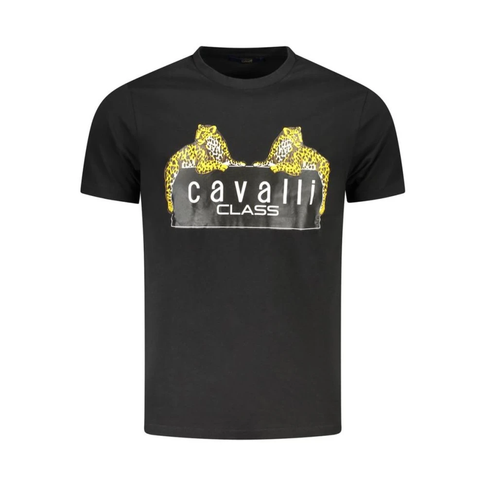 Cavalli Class Men's Black Leopards Graphic Tee