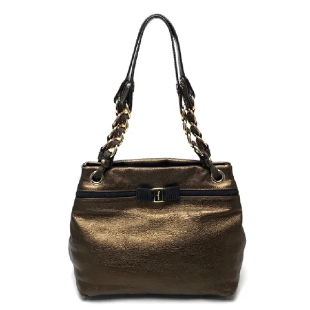 Salvatore Ferragamo Pre-owned Leather shoulder-bags Yellow Dames