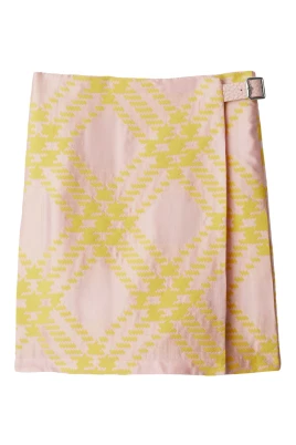 Sherbet Check Linen Skirt