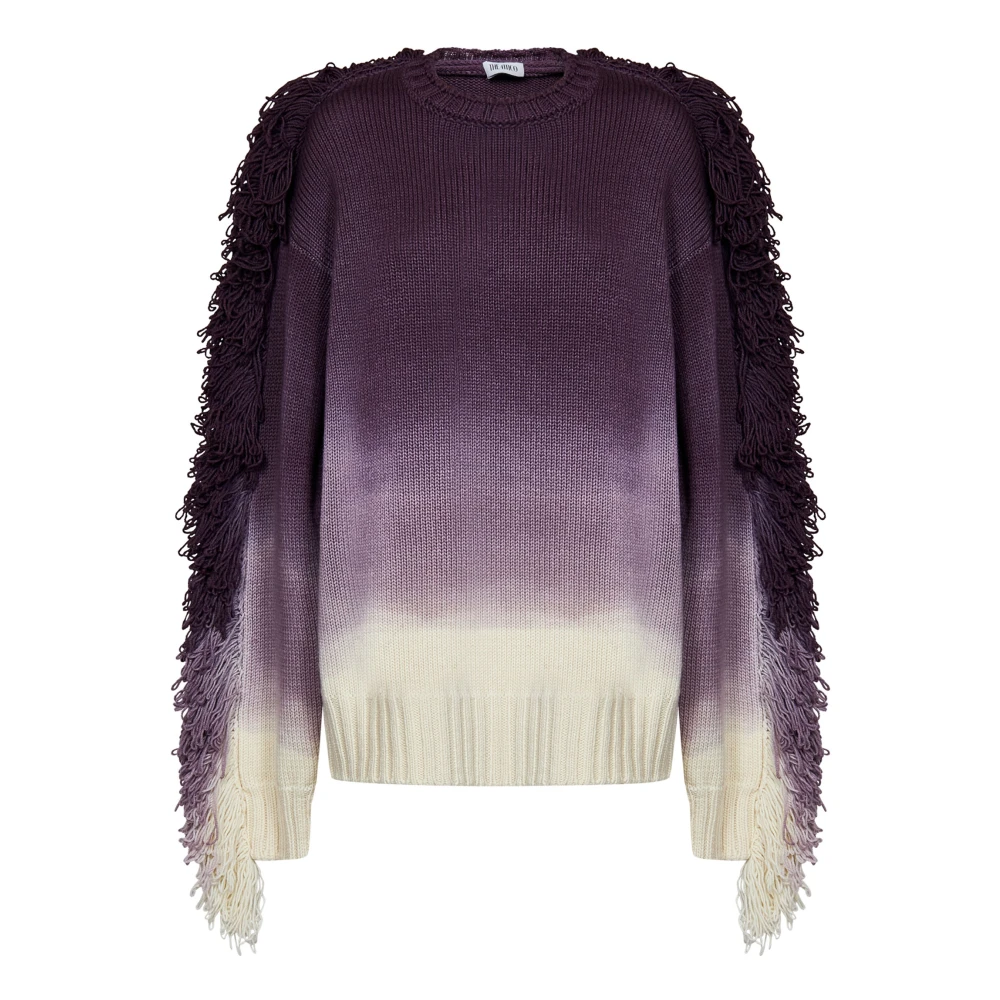 The Attico Paarse Fringed Oversized Sweater Aw23 Purple Dames