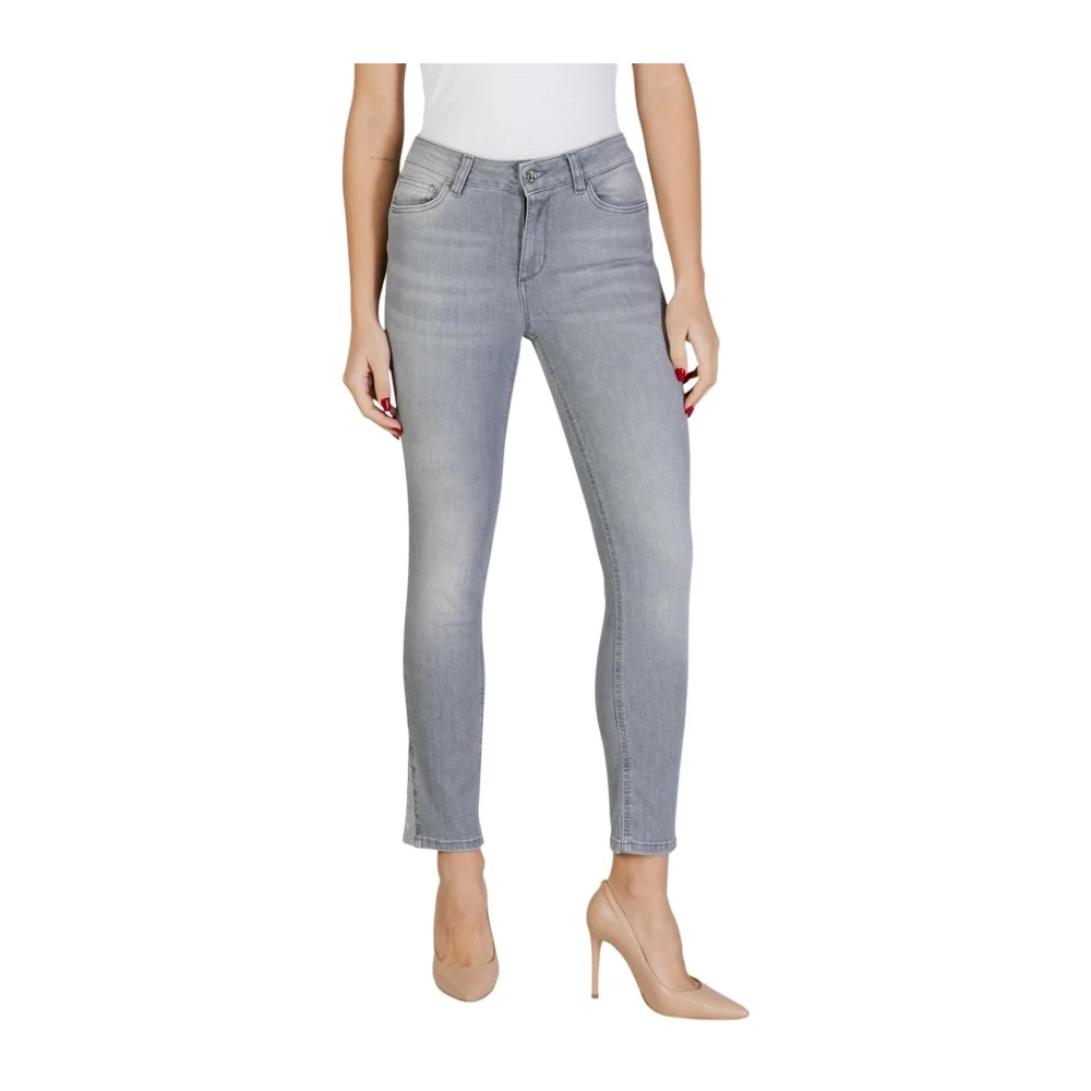 Liu Jo Grå Jeans Med Dragkedja Och Knappstängning Med Fickor