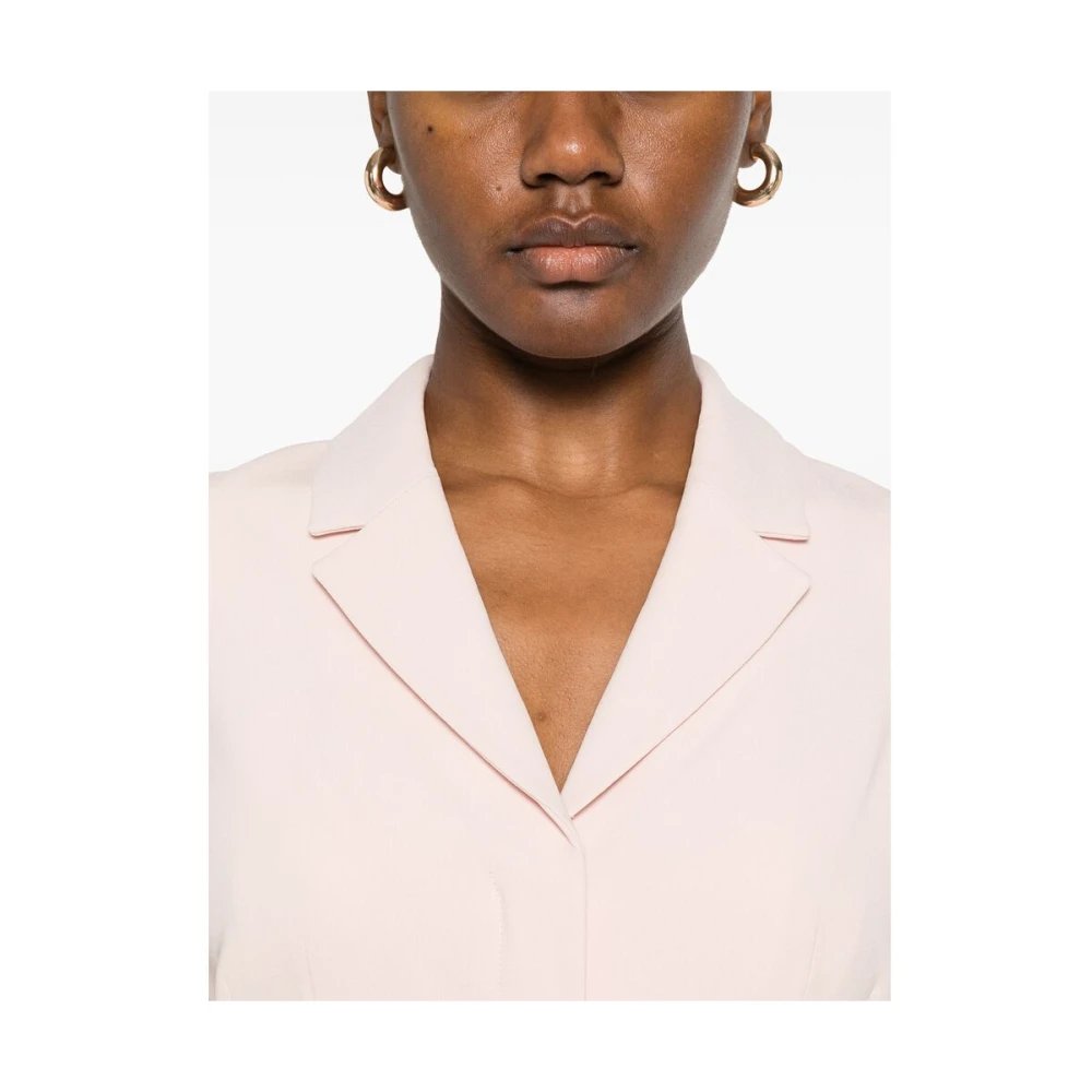 Theory Blush Pink Mouwloze Jurk met Inkeping Revers Pink Dames