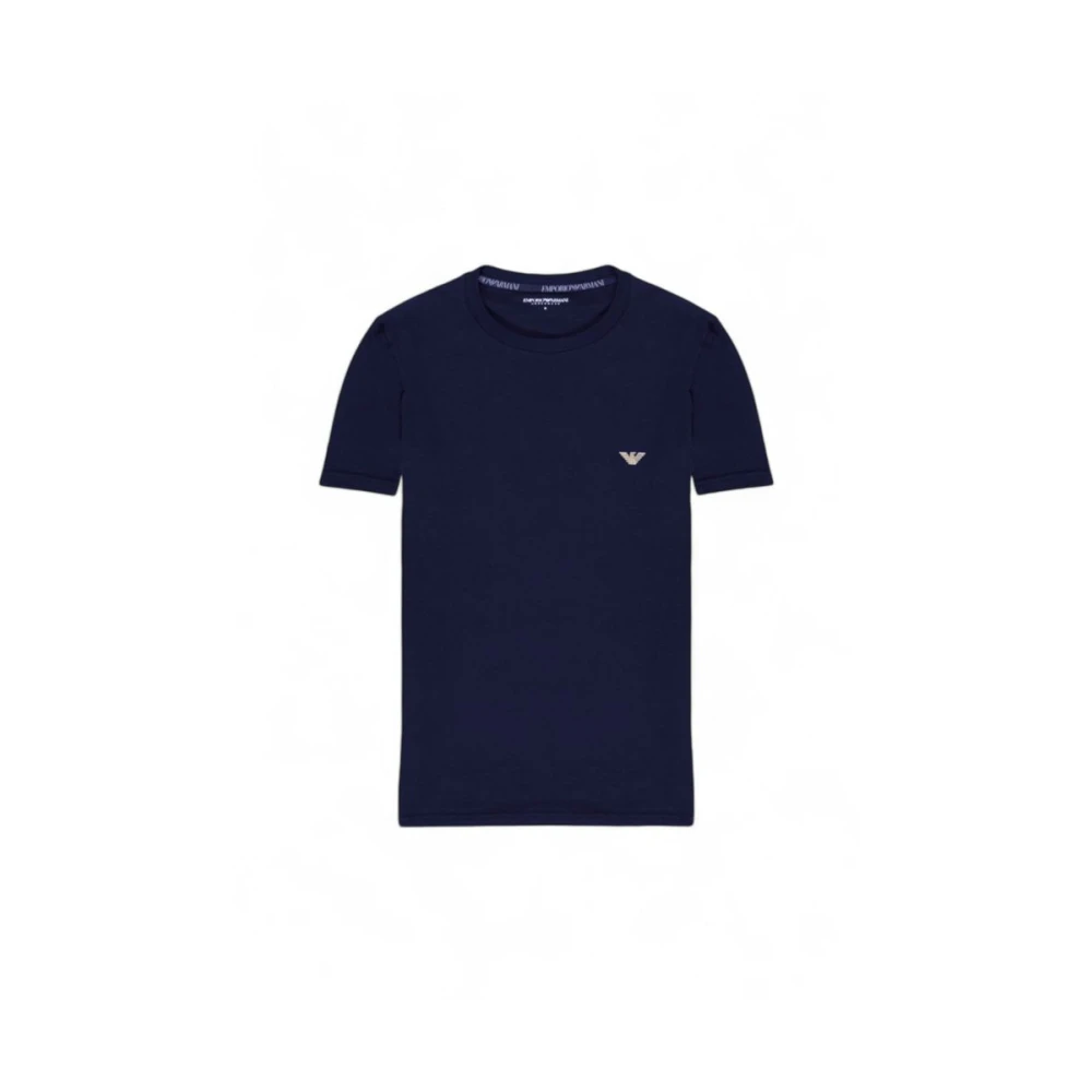 Emporio Armani Blauw Katoenen Heren T-Shirt Herfst Winter Blue Heren