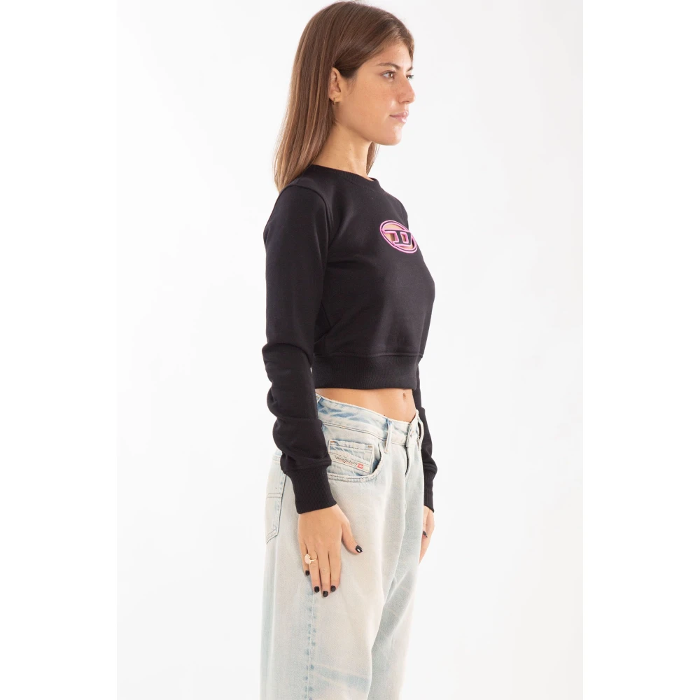 Diesel Oval D Cropped Sweatshirt Black Dames