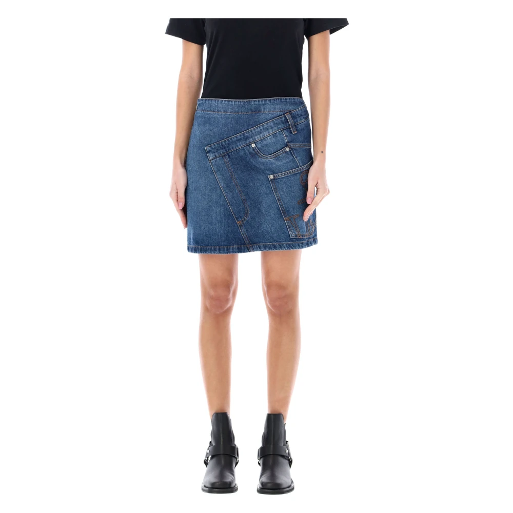 JW Anderson Lichtblauwe Twisted Mini Denim Rok Blue Dames