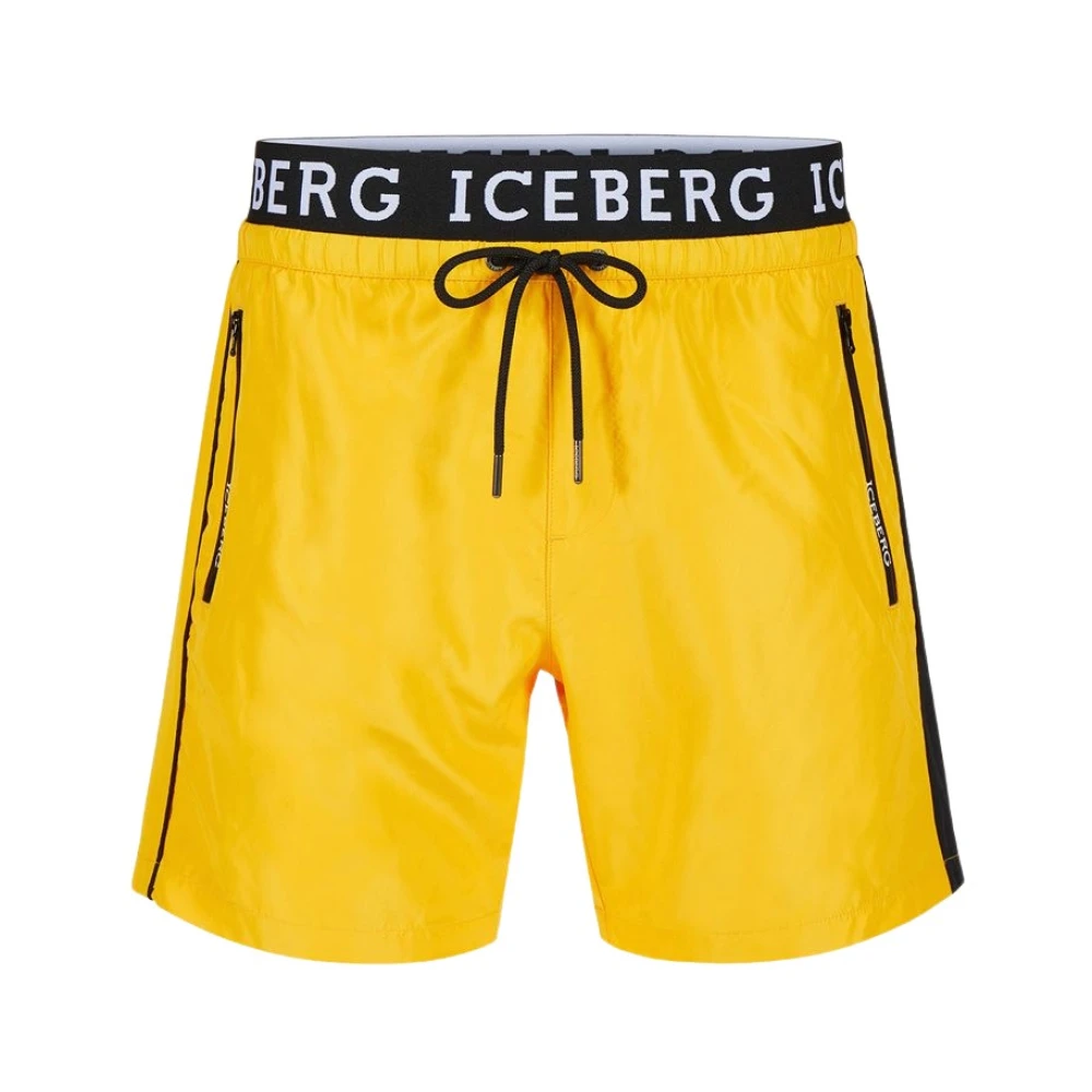 Iceberg Logo Swim Trunks Boxer Swimsuit Yellow Heren