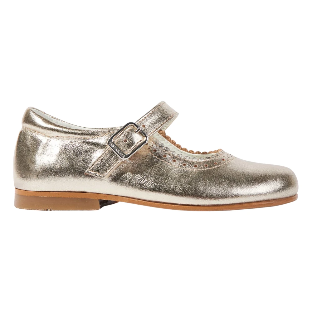 Andanines , Kids Ballerina Shoes, Female, Yellow, 26 Eu, Scalloped Edge Mary Jane Shoes