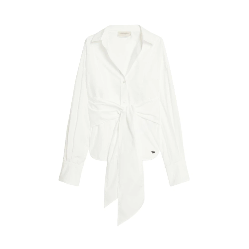 Max Mara Weekend Lange mouwen knoopshirt met ceintuur White Dames