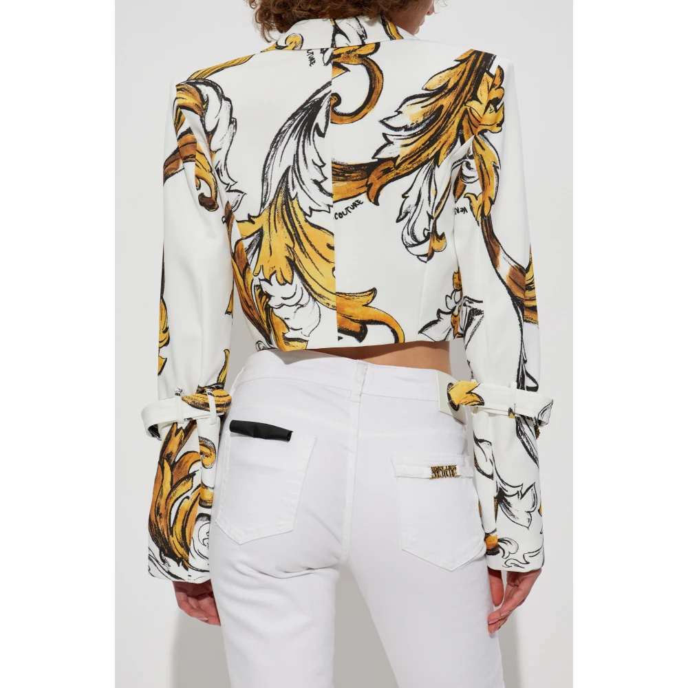 Versace Jeans Couture Korte jas met Barocco-print White Dames