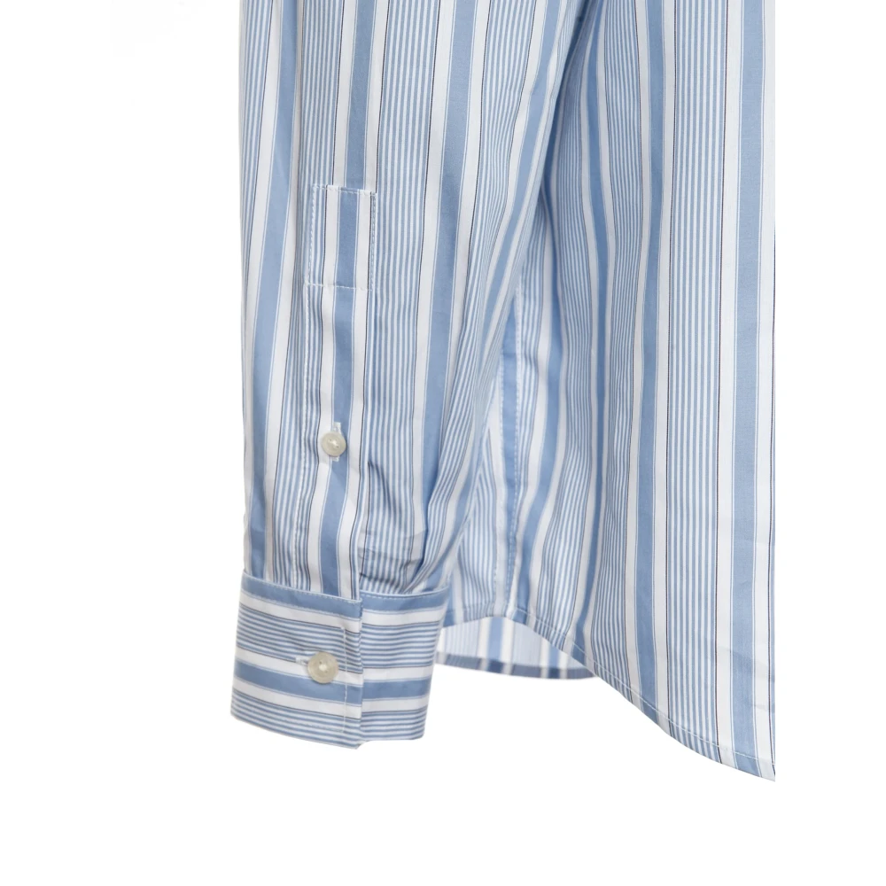 drykorn Gestreept Boxy Shirt met Kent Kraag Blue Heren