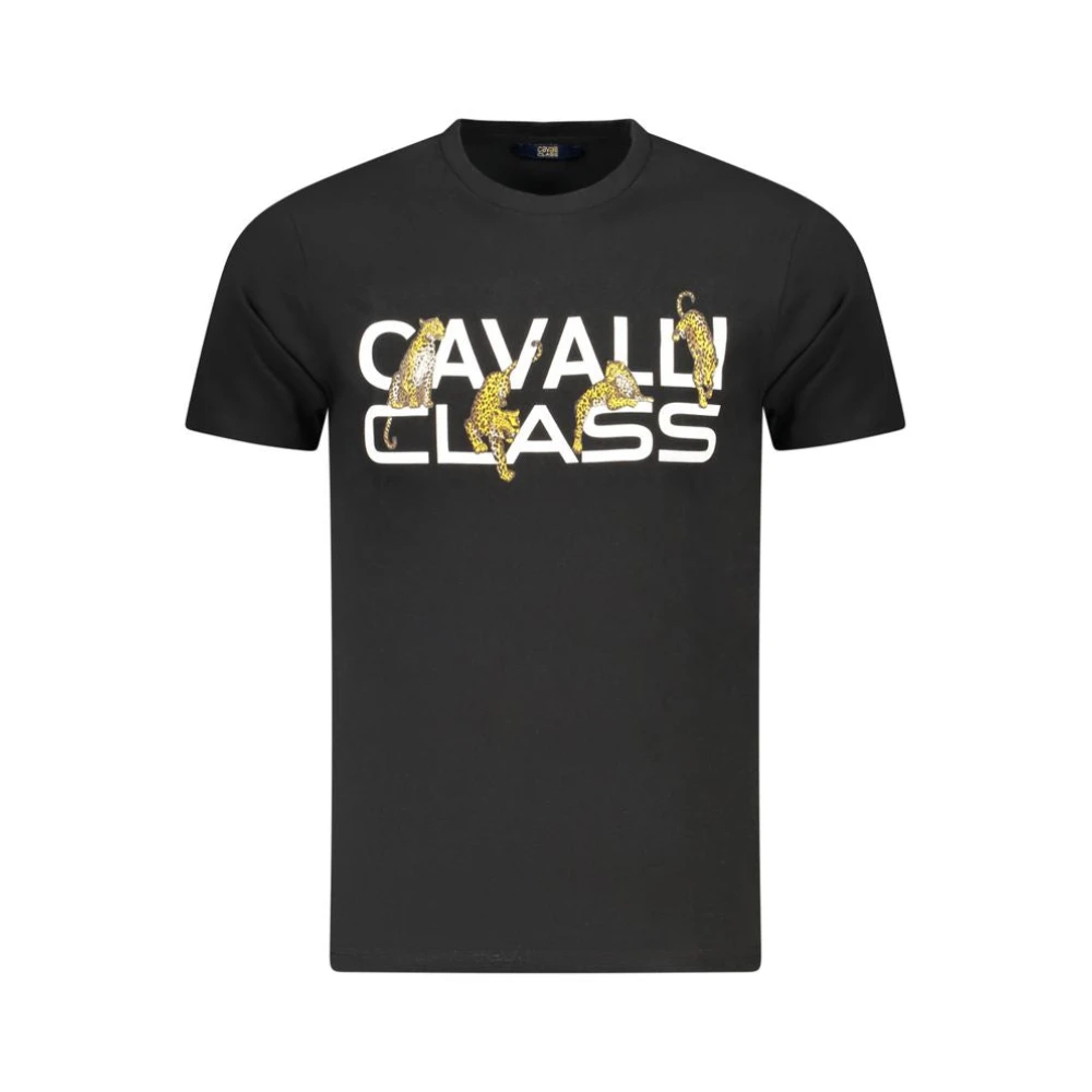 Cavalli Class , T-Shirts, Male, Black, L, Cotton T-Shirt