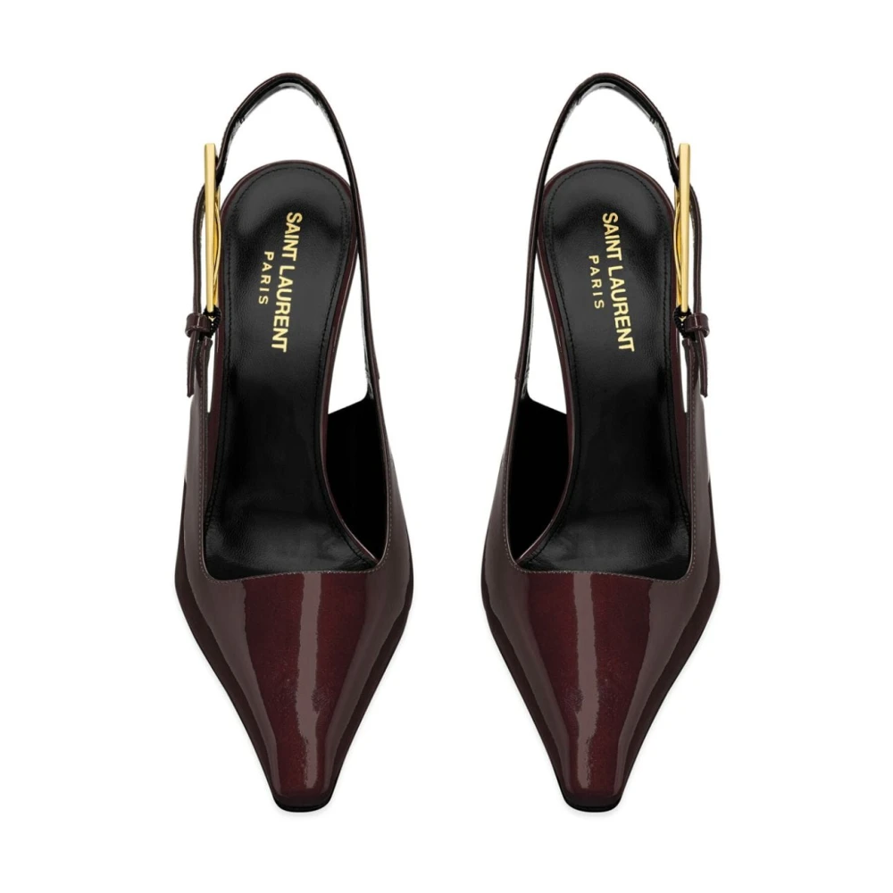 Saint Laurent Bruine Patent Leren Slingback Pumps Brown Dames