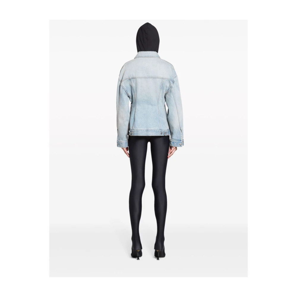 Balenciaga Heldere Blauwe Zandloper Denim Jas Blue Dames