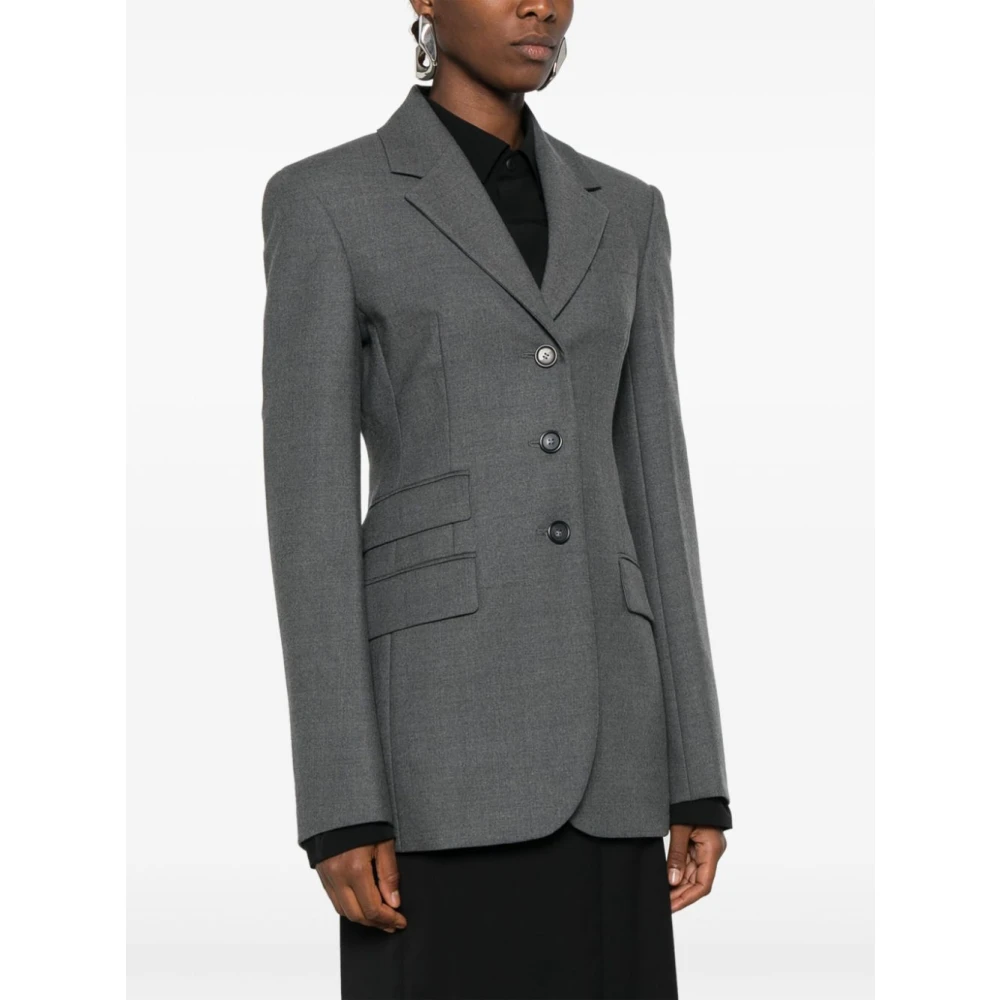 SPORTMAX Grijze Wollen Blend Textuur Jas Gray Dames