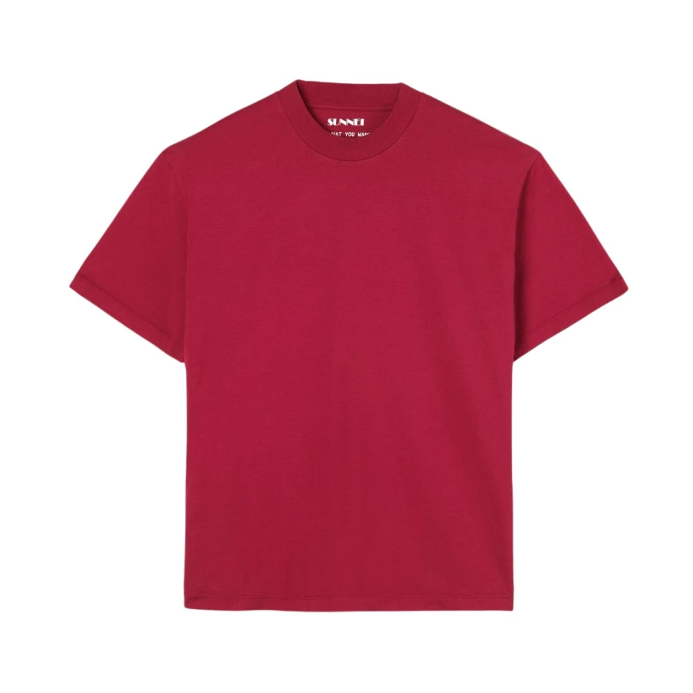 Sunnei Rumba Rood Katoenen T-Shirt met Strijklogo Red Heren