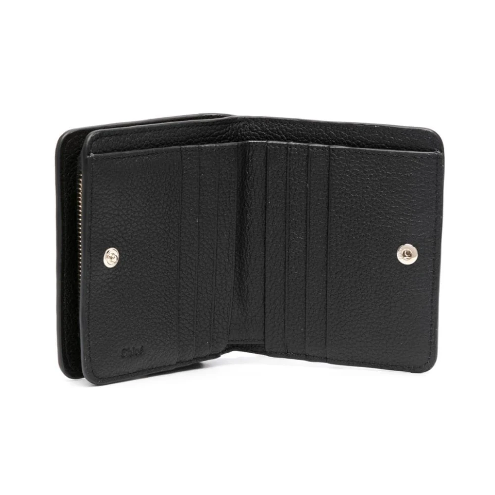 Chloé Zwart Lamsvacht Bi-Fold Portemonnee Black Dames
