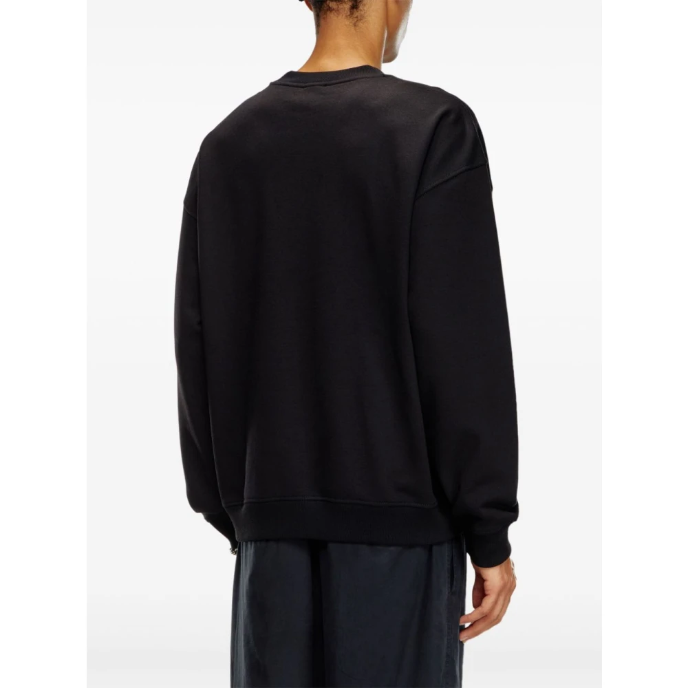 Diesel Zwarte Sweatshirt met Cut-Out Logo Black Heren