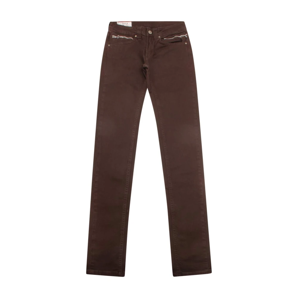 Dondup Women's Brown Denim Trousers Made In Italy - Straight Fit Jeans - W25 - Jeans