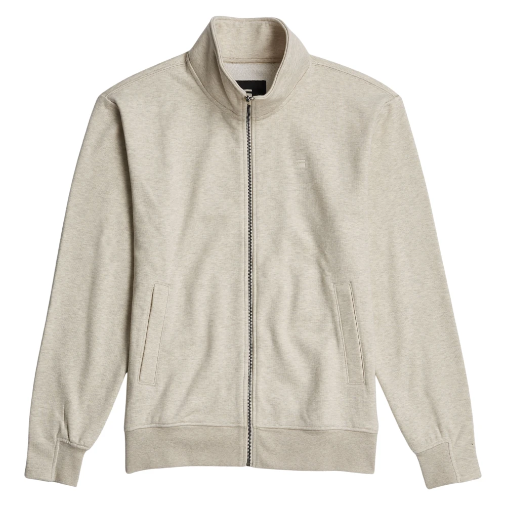 G-Star Sweater met ritssluiting en ribmouwen White Heren