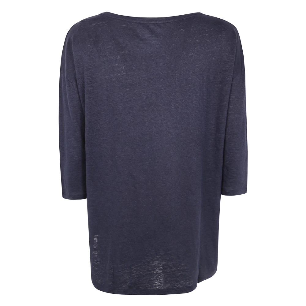 majestic filatures Elegant Boat Neck Sweater Blue Dames