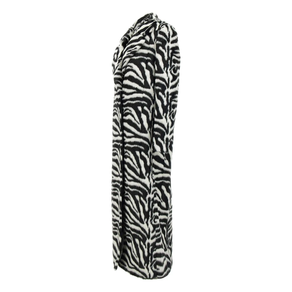 Rotate Birger Christensen Zebra Animalier Pony Hair Coat Black Dames