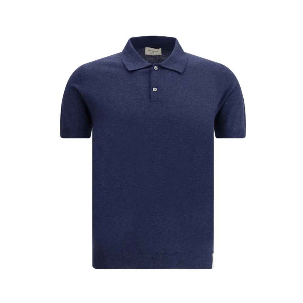 Brooksfield Gebreide Kraag Polo Sweater met Knoopsluiting Blue Heren