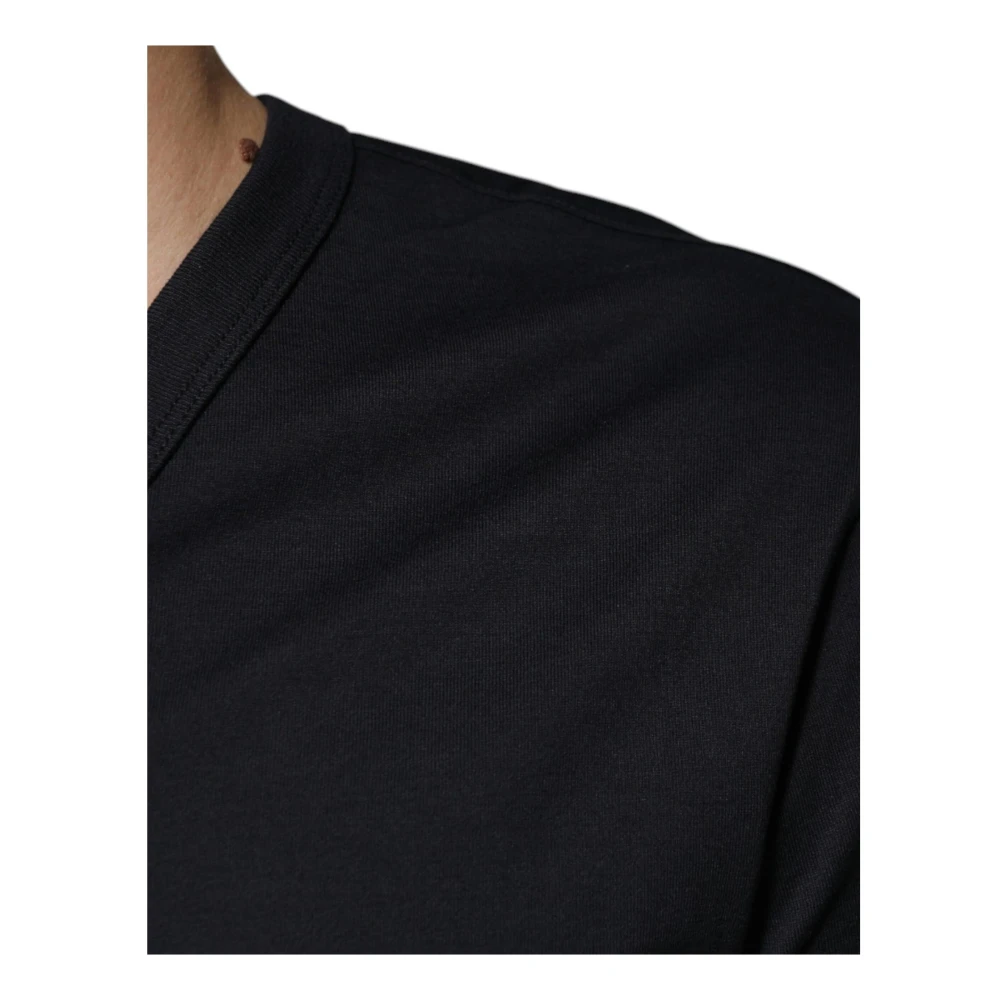 Dolce & Gabbana Zwarte Katoenen V-hals T-shirt Mannen Black Heren