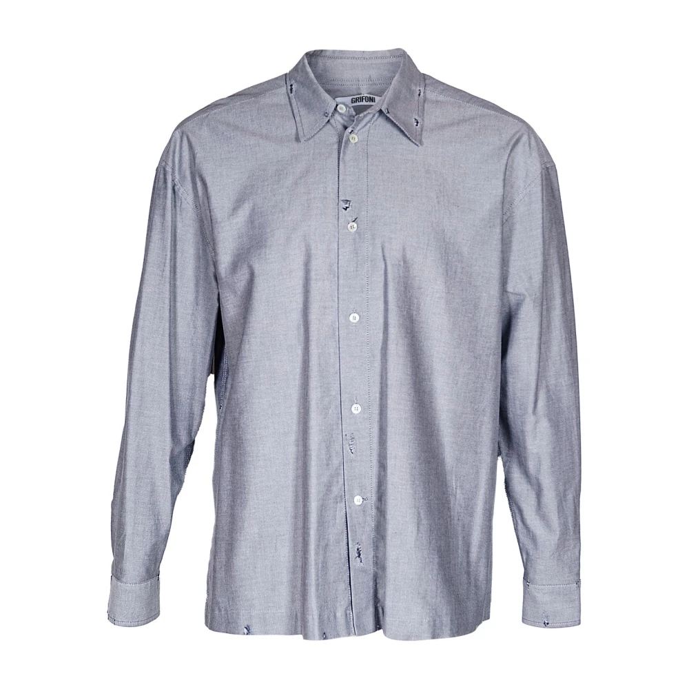 Mauro Grifoni Heren Katoenen Overhemd met Franse Kraag Gray Heren